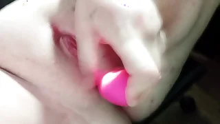 Vibrating dildo masturbating